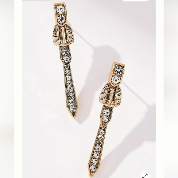 New Anthropologie Pavé Buckle Drop Earrings - Picture 1 of 6